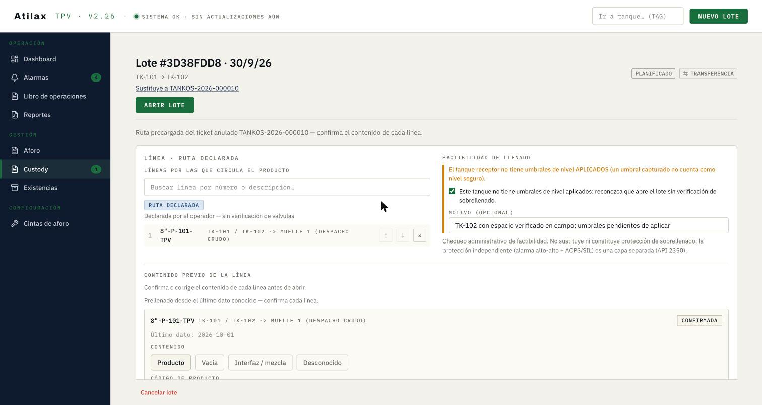 Factibilidad reconocida antes de abrir.
