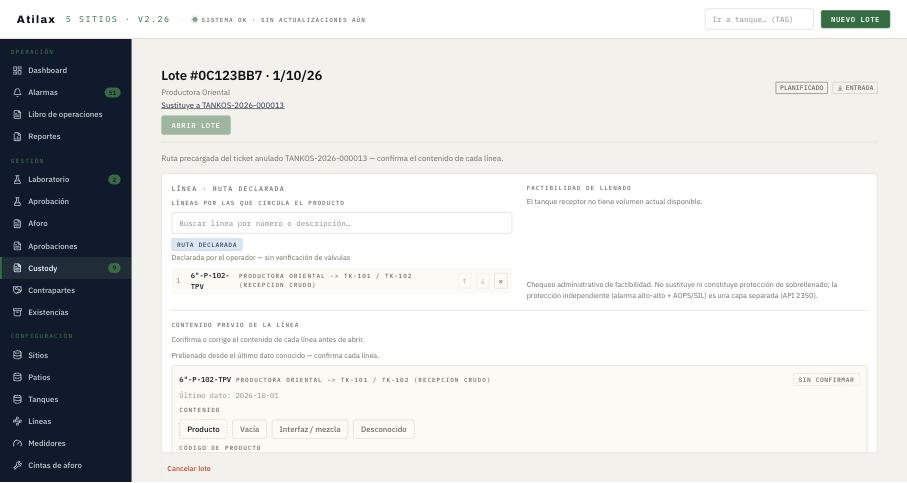 Lote correctivo «Sustituye a TANKOS-2026-000013».