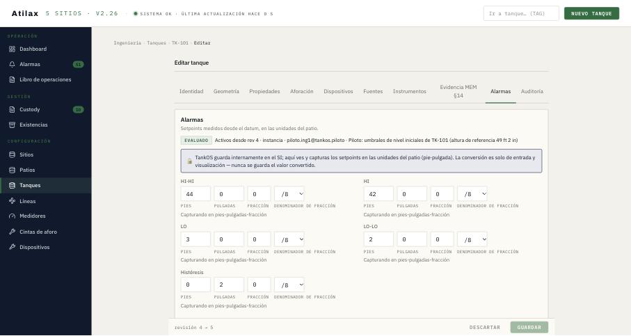 Umbrales aplicados: estado EVALUADO.