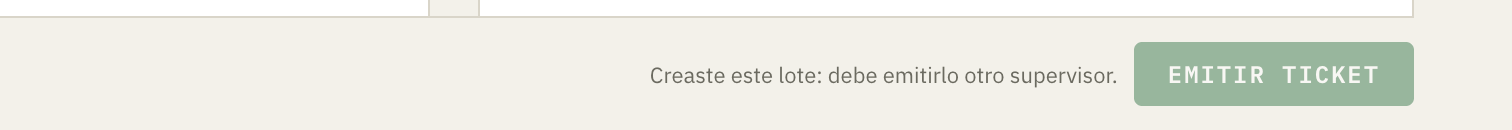 Quien creó el lote no puede emitirlo.